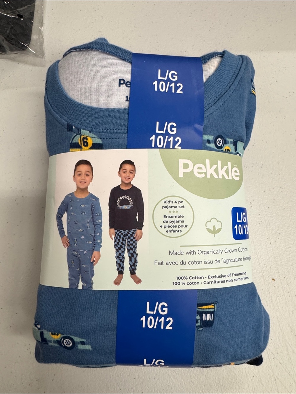 Pekkle Boys' Blue 4-Piece Cotton Pajama Set - L/G 10/12